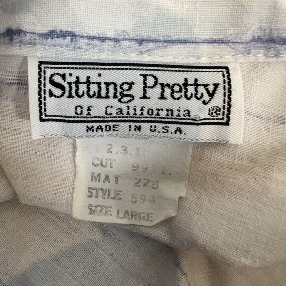 Sitting Pretty California Button Front Cotton Shirt Tie-Dye Stripe MultiColor L - Picture 10 of 10